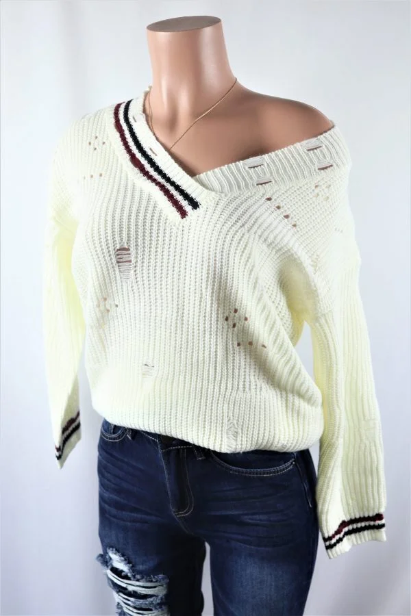 IMG_1659 Distressed Stripe Sweater