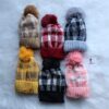 Plaid Pompom Beanie