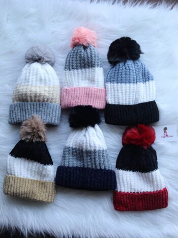 Stripe Pompom Beanie Stripe Pompom Beanie