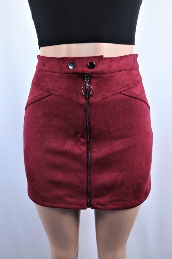 Circle Zipper Suede Skirt