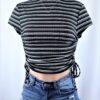 Stripe Ruche Crop Top