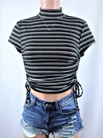 Stripe Ruche Crop Top