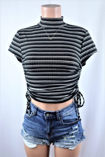 Stripe Ruche Crop Top