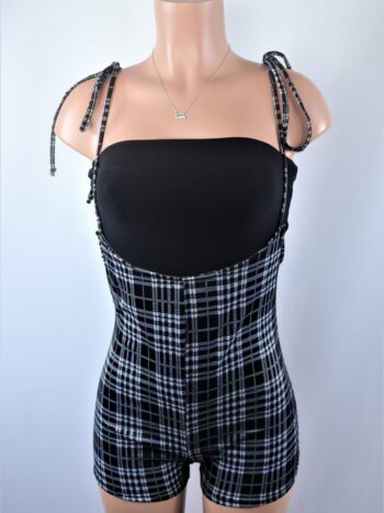 Plaid Tied Suspender Shorts Plaid Tied Suspender Shorts