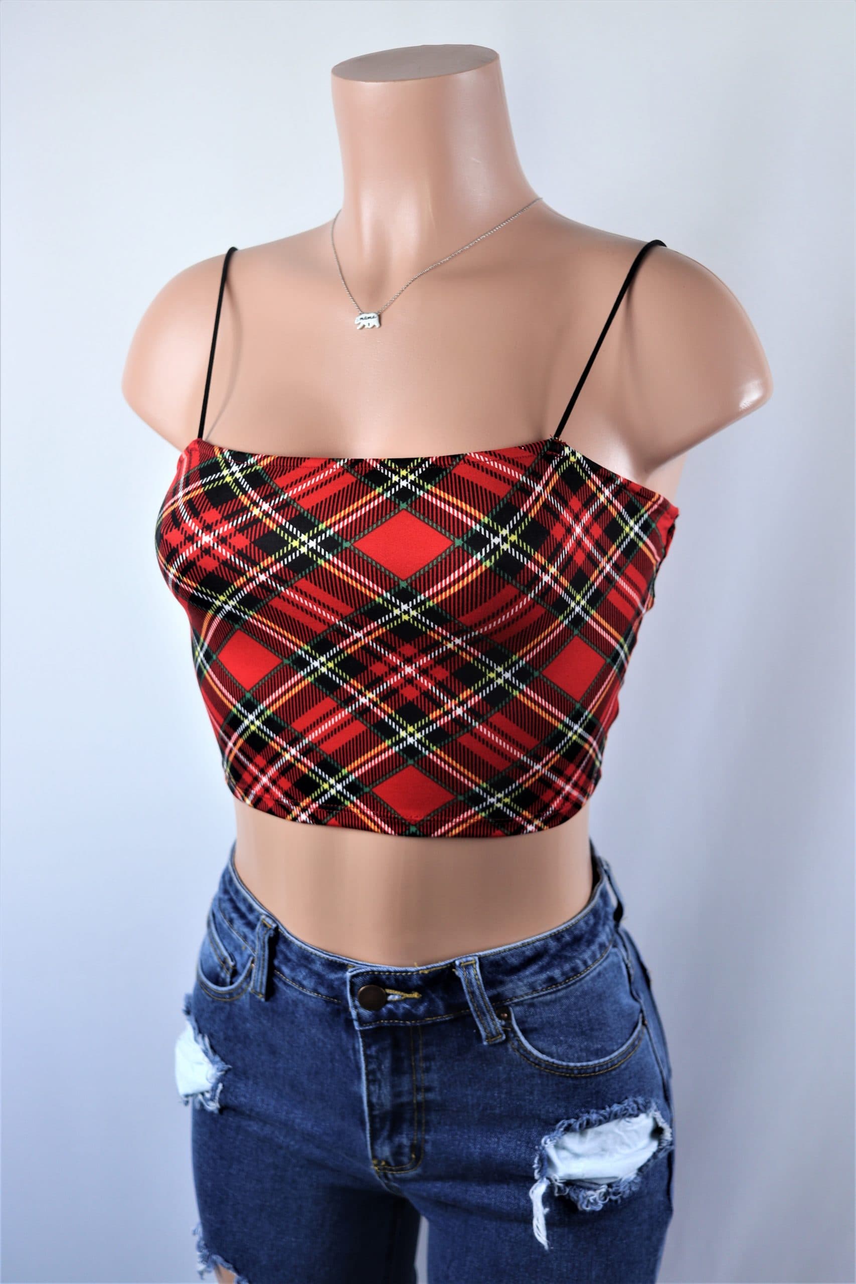 red sheer crop top