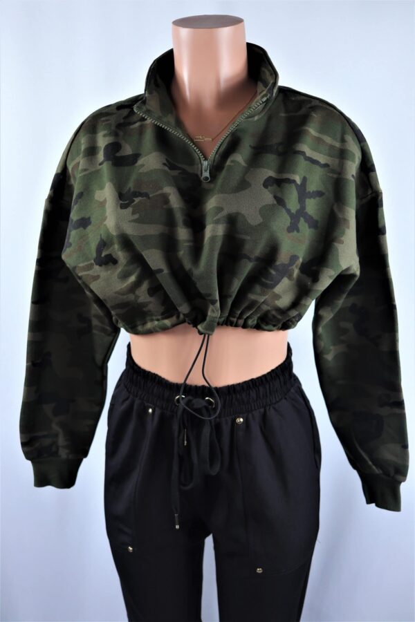 Camo Drawstring Crop Top