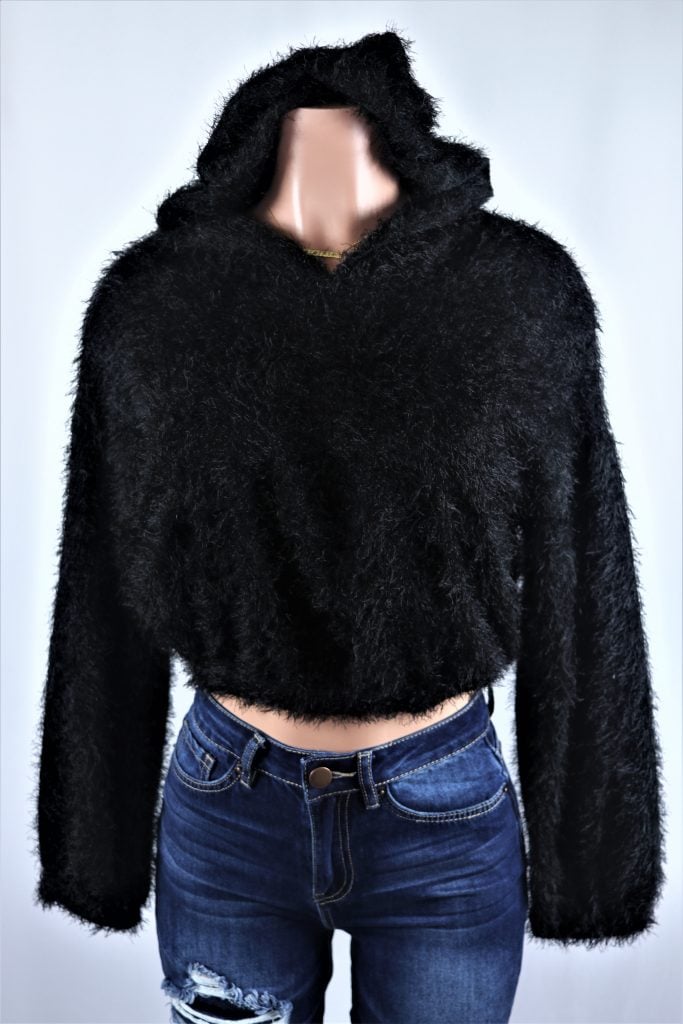 Fuzzy Hooded Crop Sweater NeedMyStyle