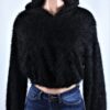 Fuzzy Hooded Crop Sweater