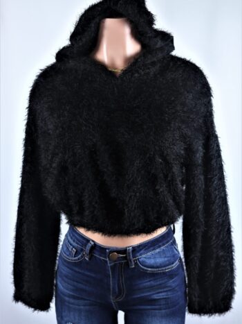 Fuzzy Hooded Crop Sweater Fuzzy Hooded Crop Sweater