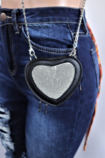 Mini Heart Rhinestone Crossbody Bag