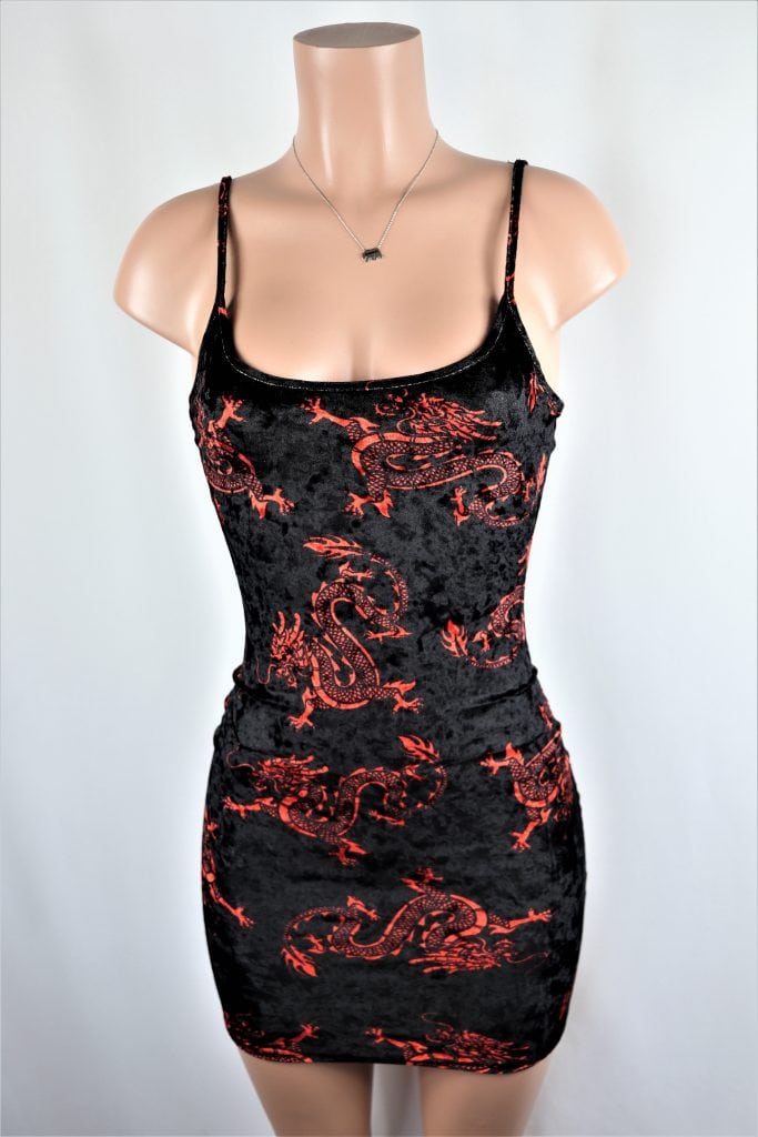 dragon mini dress Dragon Cheongsam Mini Dress Dragon / L
