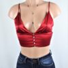 Satin Button Up Crop Top