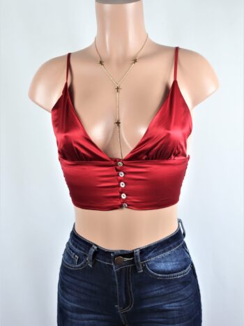 Satin Button Up Crop Top Satin Button Up Crop Top