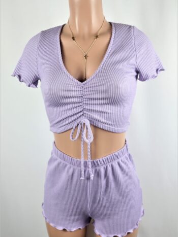 Lavender Ruched Shorts Set Lavender Ruched Shorts Set
