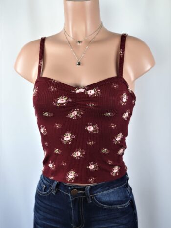 Burgundy Floral Crop Top Burgundy Floral Crop Top
