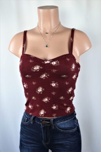 Burgundy Floral Crop Top