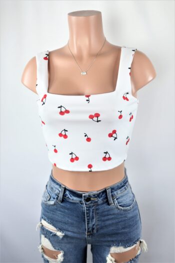 Cherry Square Crop Top