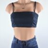 Blue Linen Crop Top