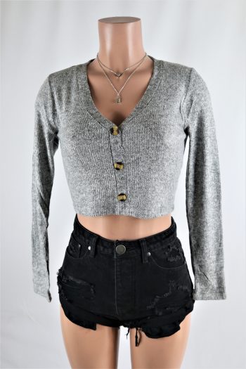 Hacci Button Crop Top