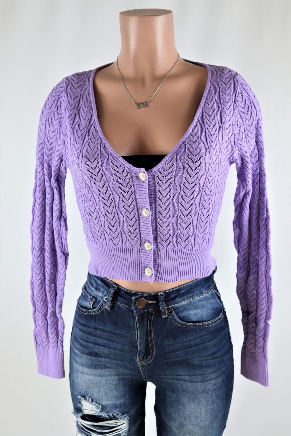 Lavender Crop Cardigan