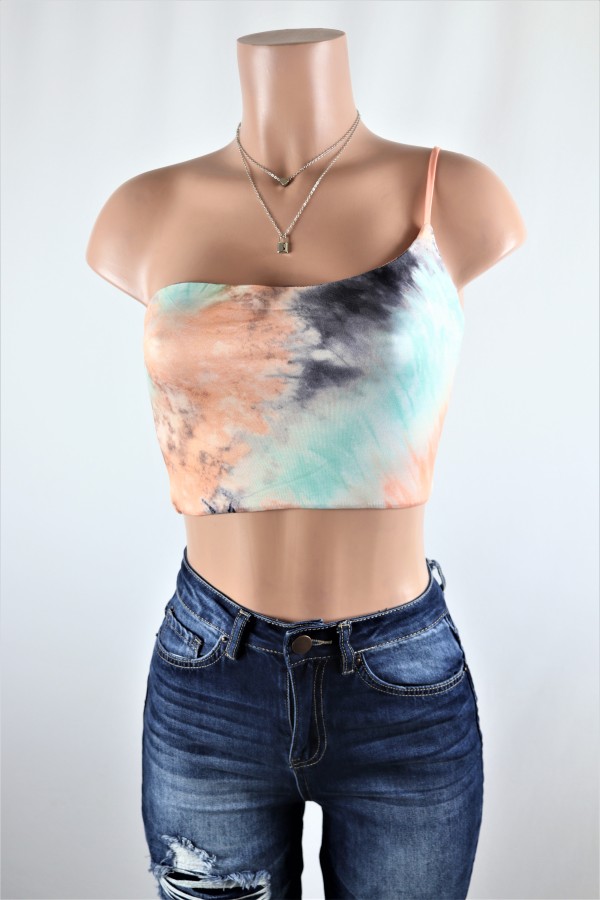 One Shoulder Dye crop Top - NeedMyStyle