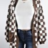 Brown Checkered Cardigan
