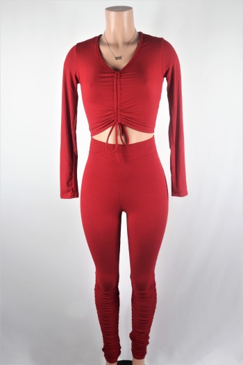 Red Ruche Pants Set