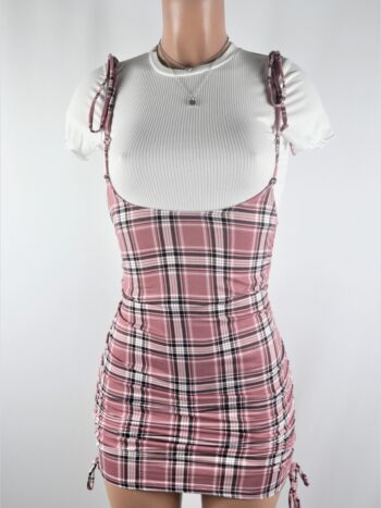 Ruche Plaid Suspender Set Ruche Plaid Suspender Set