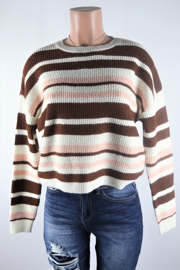 Stripe Waffle Sweater
