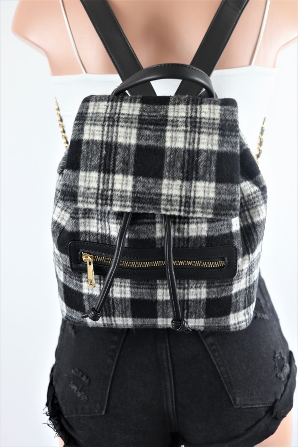 Plaid Drawstring Backpack