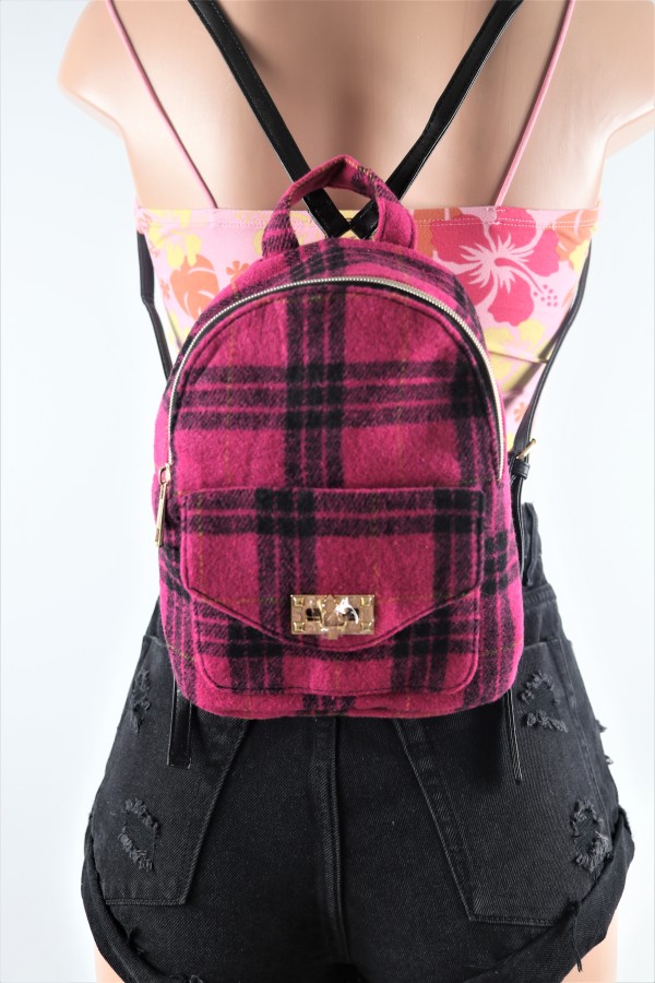 Pink Plaid Backpack