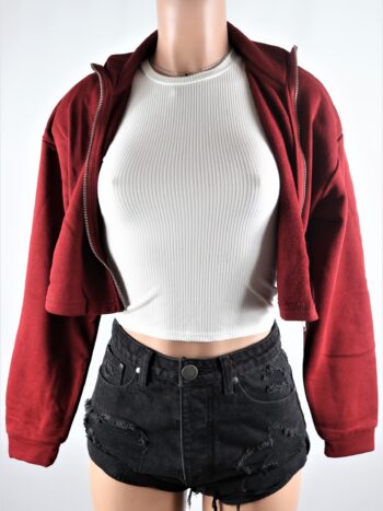 Red Zip Up Crop Jacket Red Zip Up Crop Jacket