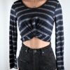 Navy Stripe Twist Top