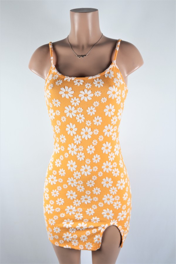 Orange Floral Knit Dress