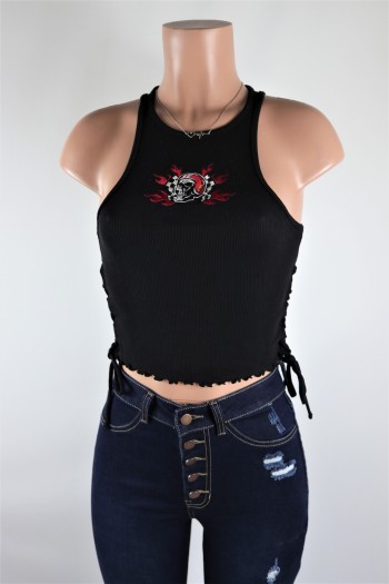 Skulltastic Tied Crop Top