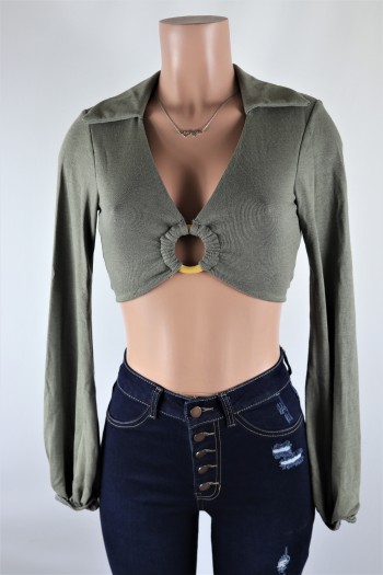 O-Ring Tied Crop Top