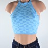 Blue Checkered Halter Top