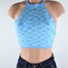Blue Checkered Halter Top