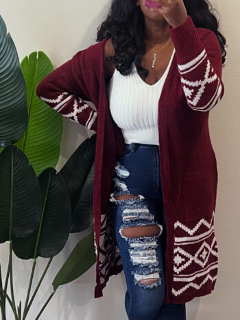 Brushed Aztec Long Cardigan Brushed Aztec Long Cardigan