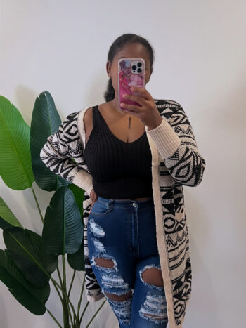 Tan Aztec Long Cardigan