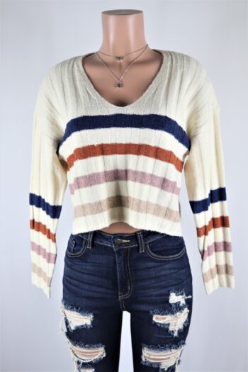 Peggy Stripe Crop Sweater
