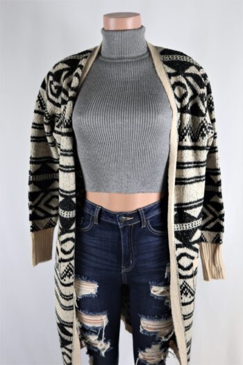 Tan Aztec Long Cardigan