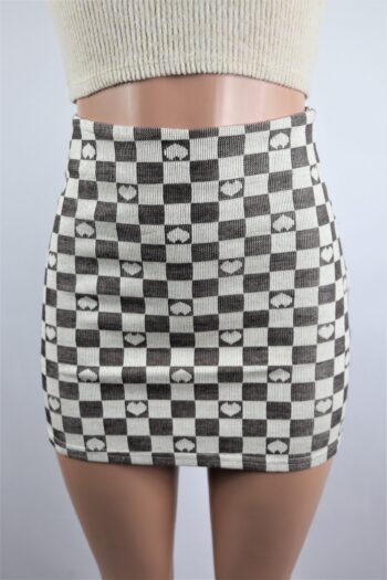 Checkered Heart Mini Skirt