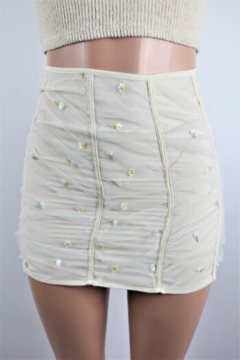 Floral Mesh Mini Skirt