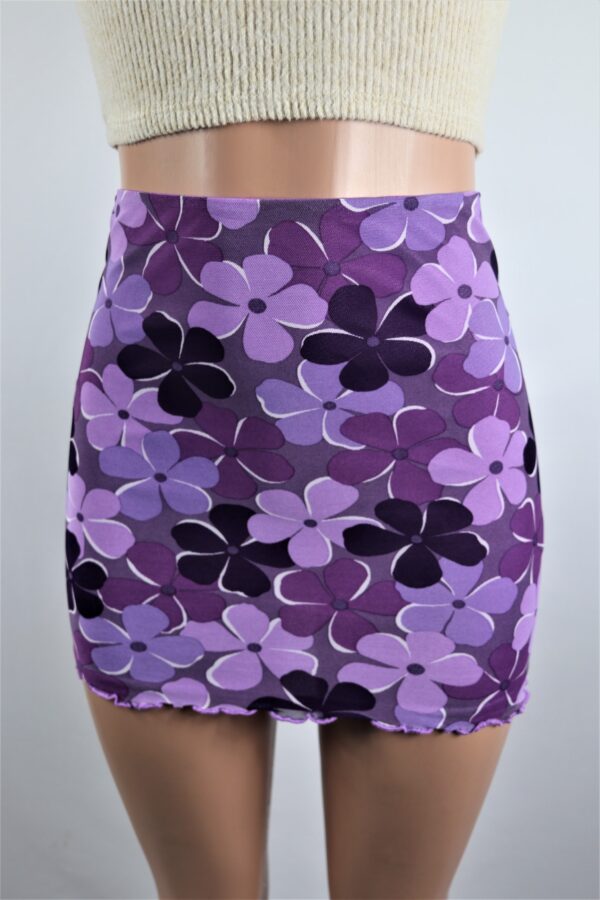 Purple Floral Mini Skirt