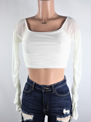Ivory Mesh Ruche Top Ivory Mesh Ruche Top