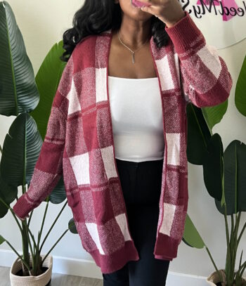 Red Checkered Cardigan