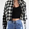 Black Plaid Flannel Top