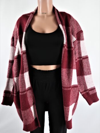 Red Checkered Cardigan