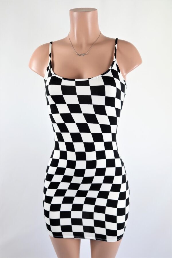 Black and white checkered mini dress on sale